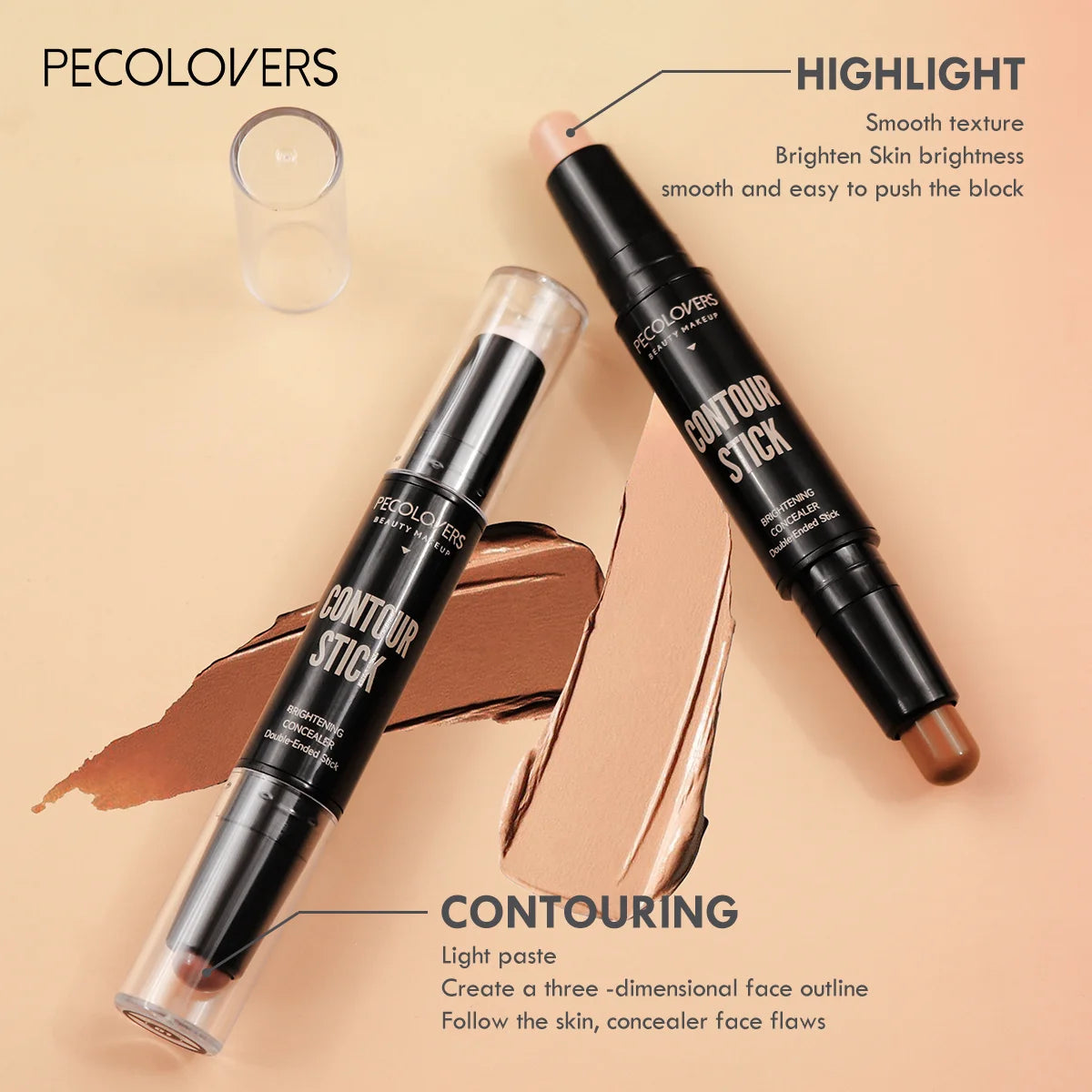 Contouring Stick with Double-headed Concealer Highlighter for Nose Bridge Shadow V Face