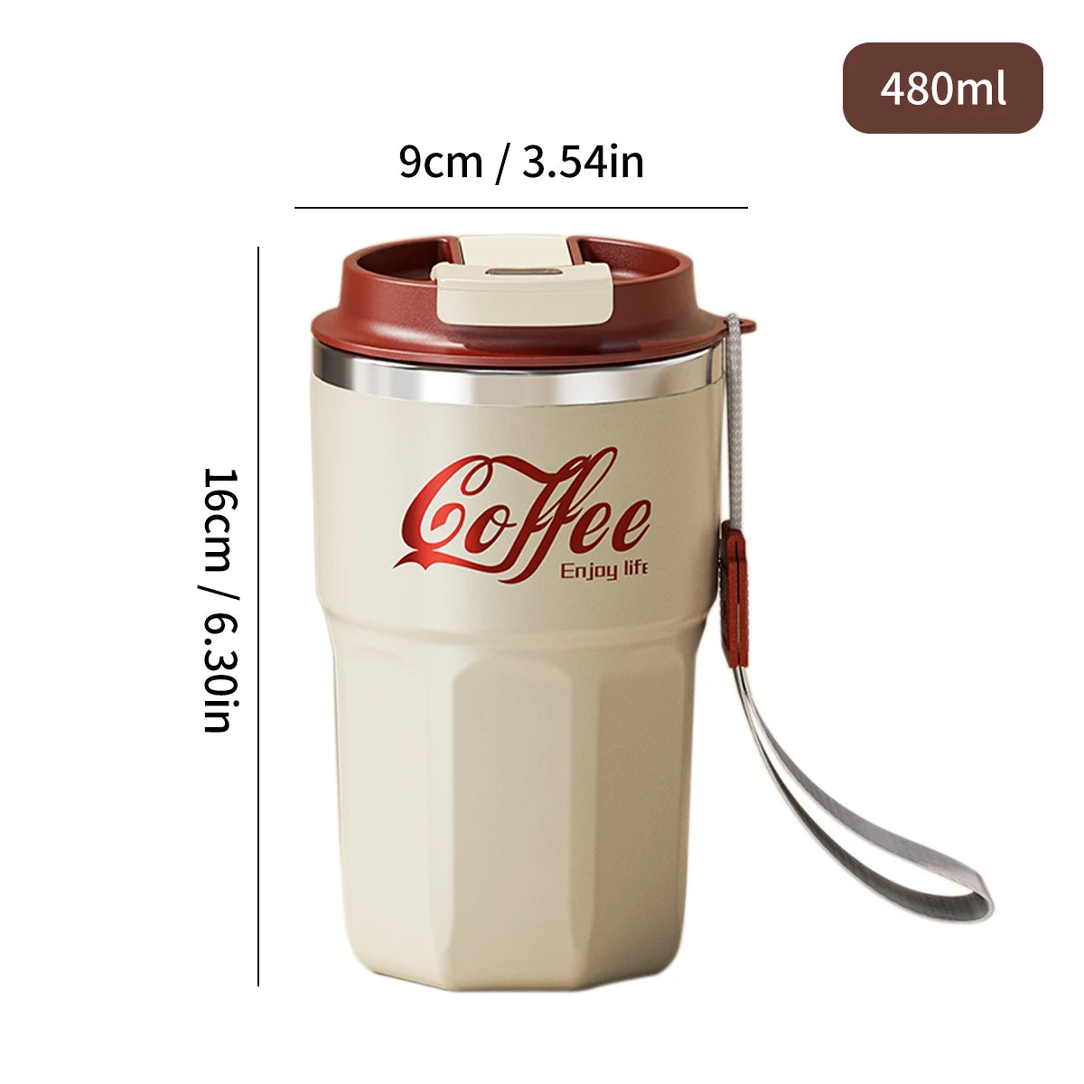 Coffee-Tea-Milk Mug With Lid & Handle