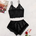 2 Pcs Breathable Women's New Sexy Lace See-Through Pajamas Black Pink Cute Clothes Comfortable