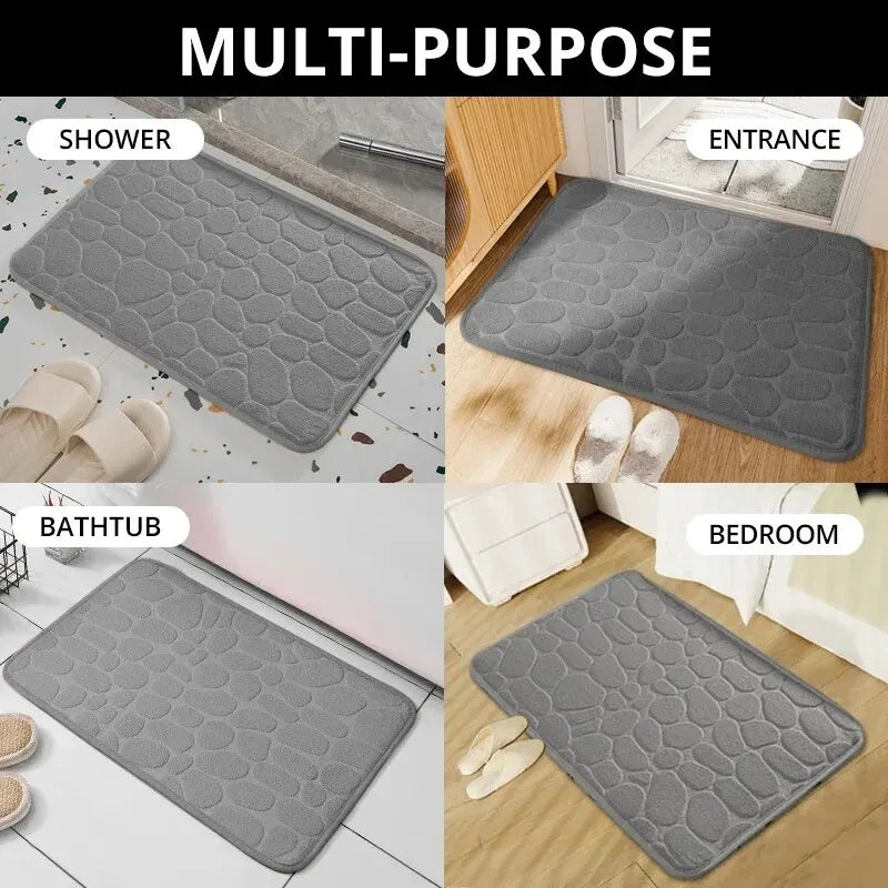 1pc Embossed Fiber Carpet, Bathroom Living Room Anti Slip Mat