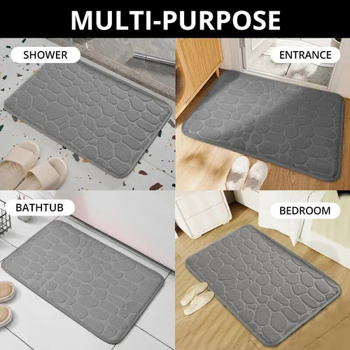 1pc Embossed Fiber Carpet, Bathroom Living Room Anti Slip Mat