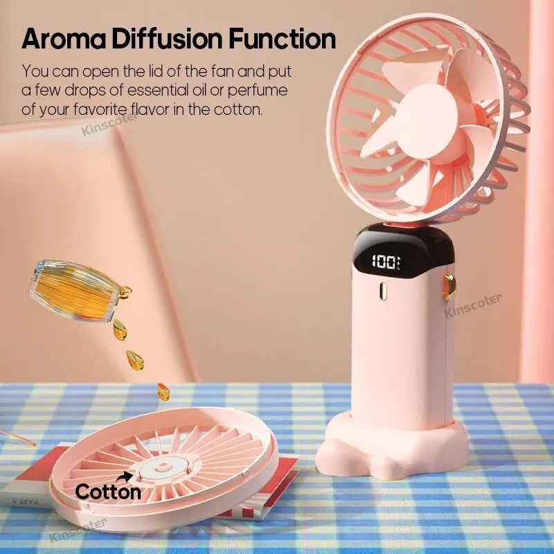 USB Rechargeable Handheld Mini Fan - Foldable Portable Neck Hanging Fans