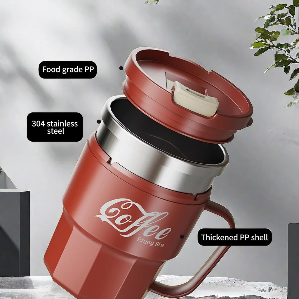 Coffee-Tea-Milk Mug With Lid & Handle