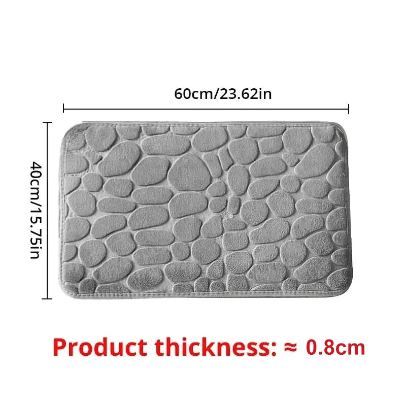 1pc Embossed Fiber Carpet, Bathroom Living Room Anti Slip Mat