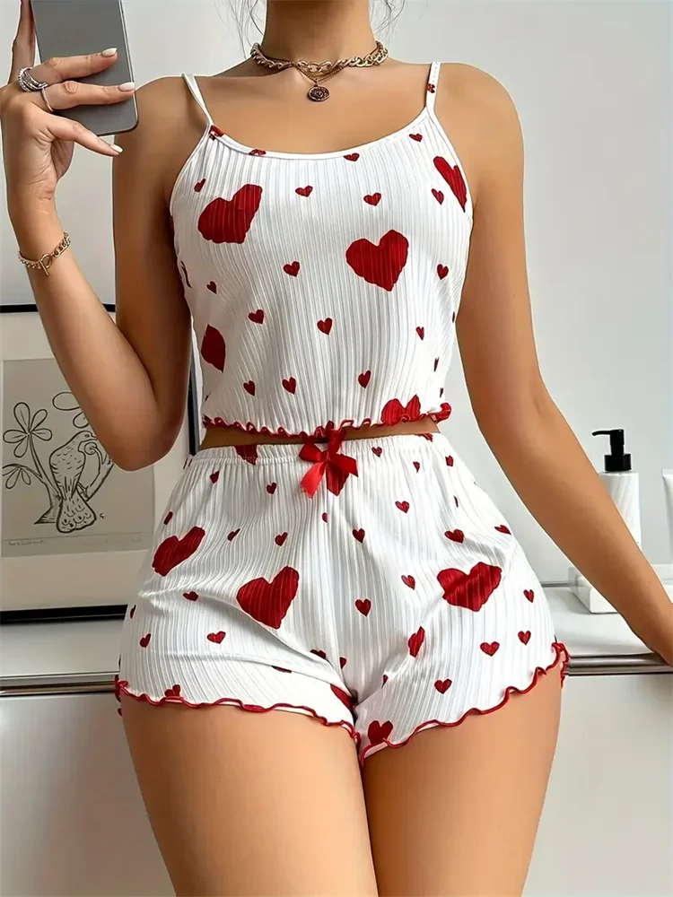 Women's Pajamas Set Straps Sleepwear Vest + Shorts