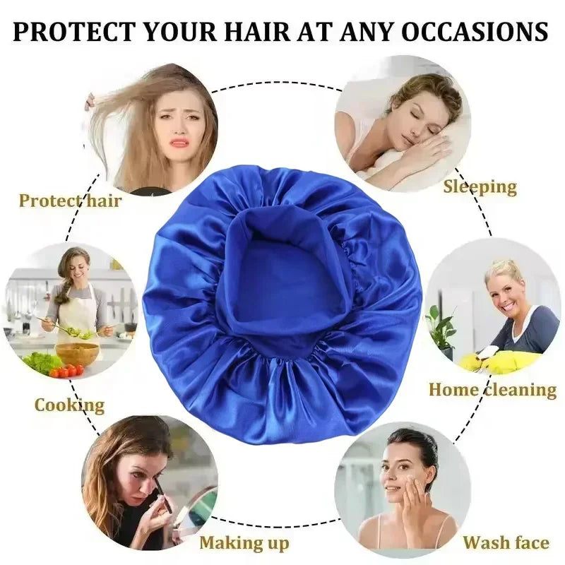 1pcs Soft Silk Satin Lined Bonnet Large Satin Hair Household Bonnet