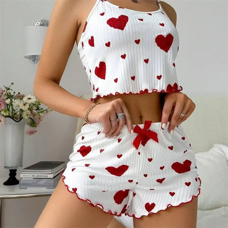 Women's Pajamas Set Straps Sleepwear Vest + Shorts