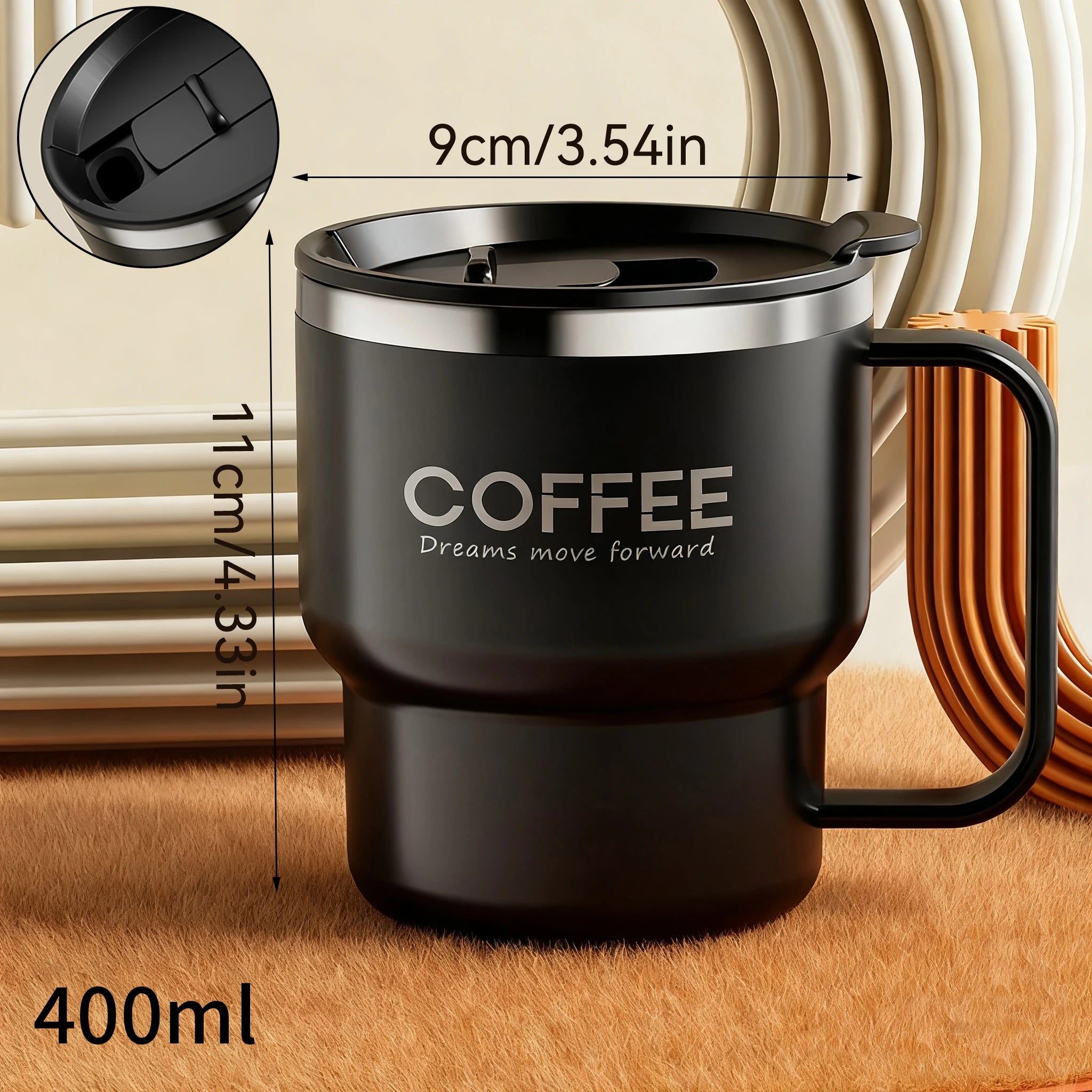 Coffee-Tea-Milk Mug With Lid & Handle