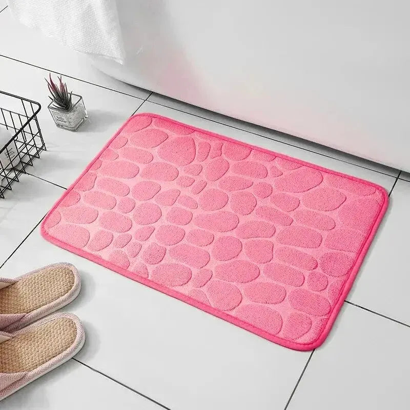 1pc Embossed Fiber Carpet, Bathroom Living Room Anti Slip Mat