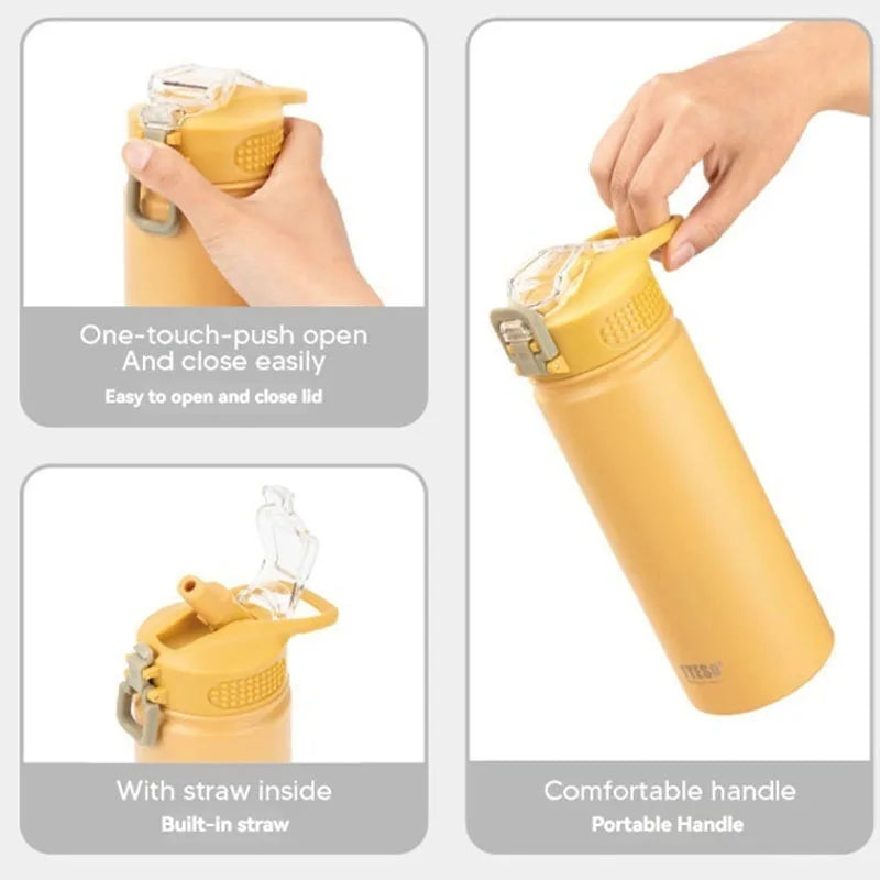 TYESO 600/750ML Thermos Bottle With Straw