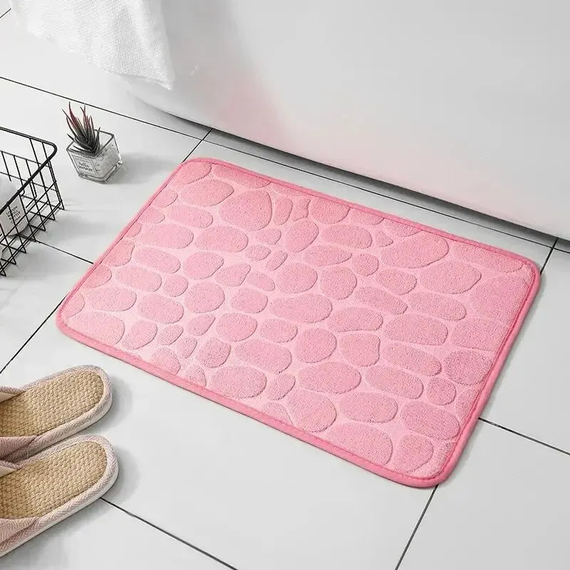 1pc Embossed Fiber Carpet, Bathroom Living Room Anti Slip Mat
