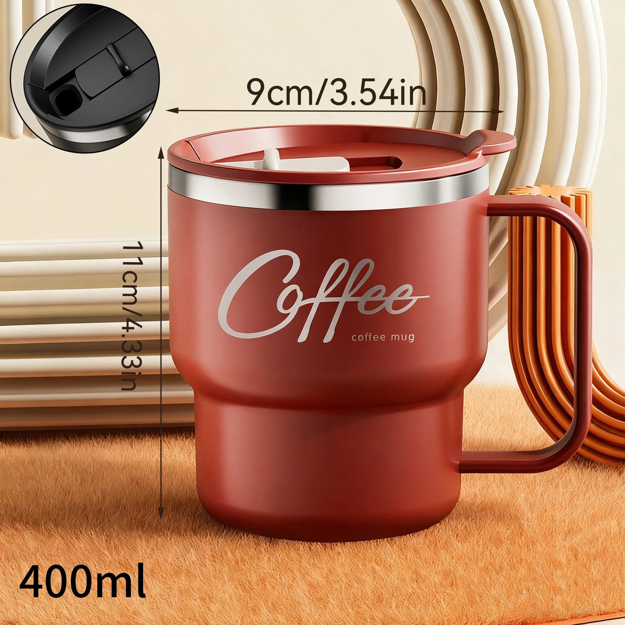 Coffee-Tea-Milk Mug With Lid & Handle