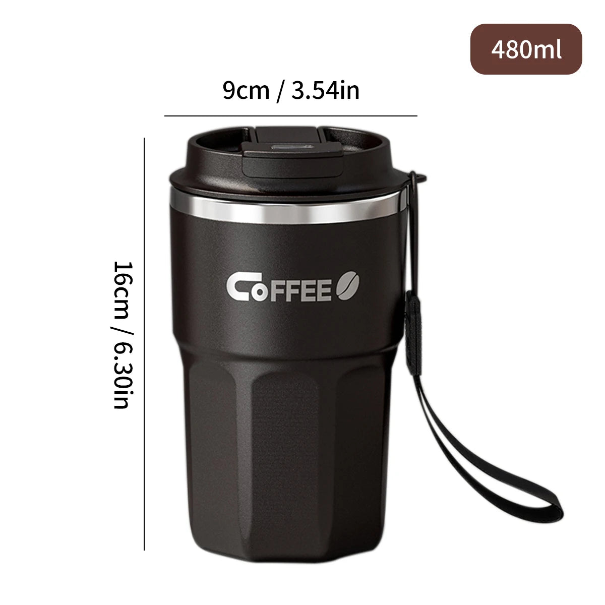 Coffee-Tea-Milk Mug With Lid & Handle