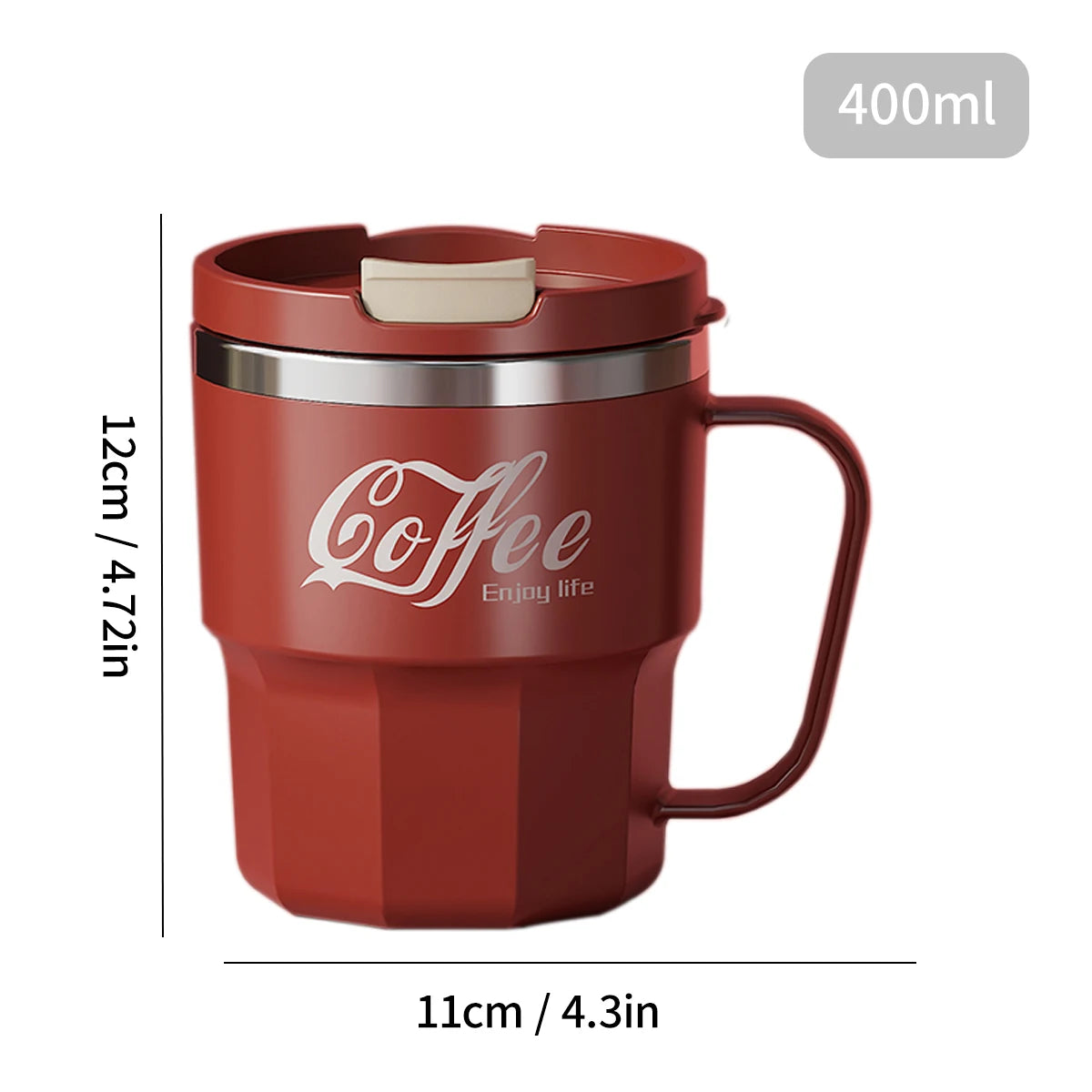Coffee-Tea-Milk Mug With Lid & Handle