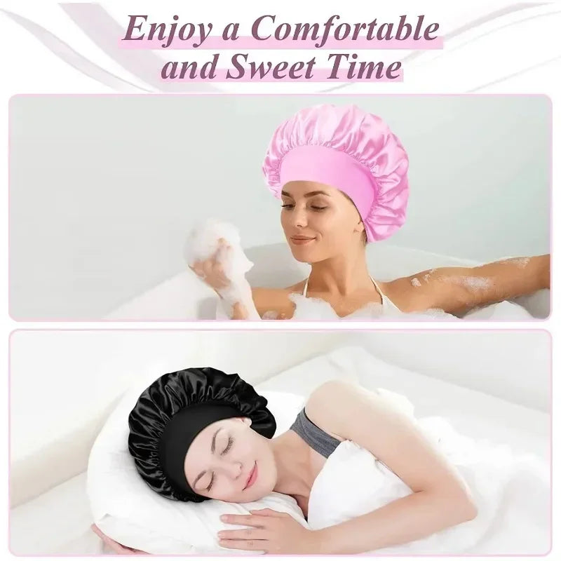 1pcs Soft Silk Satin Lined Bonnet Large Satin Hair Household Bonnet