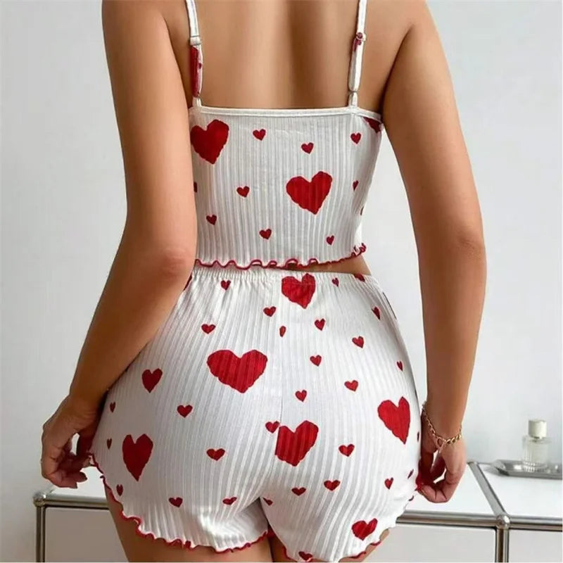 Women's Pajamas Set Straps Sleepwear Vest + Shorts