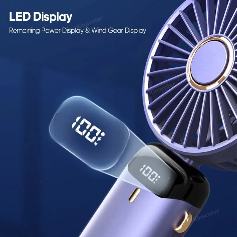 USB Rechargeable Handheld Mini Fan - Foldable Portable Neck Hanging Fans