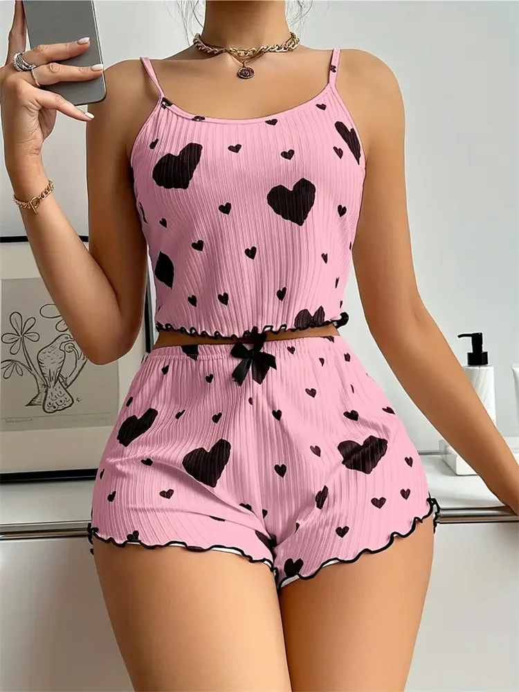 Women's Pajamas Set Straps Sleepwear Vest + Shorts