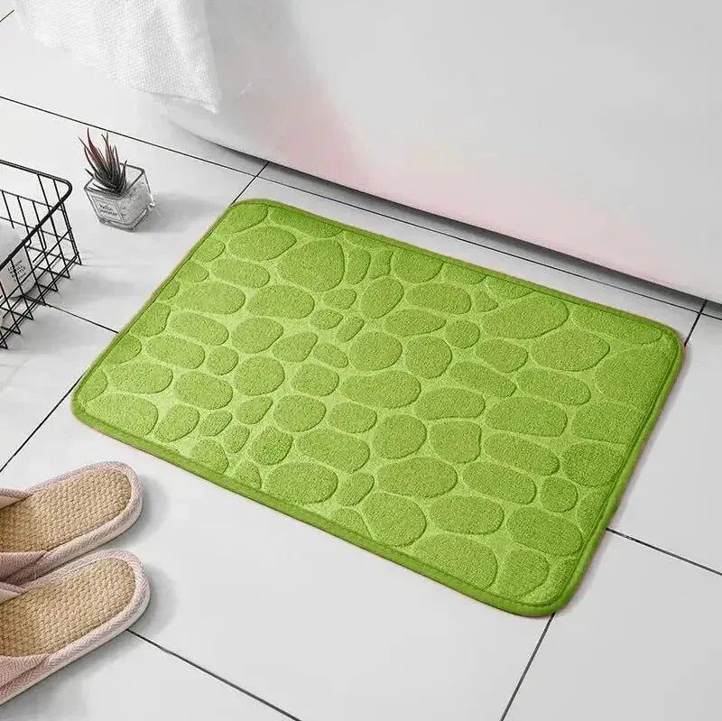 1pc Embossed Fiber Carpet, Bathroom Living Room Anti Slip Mat