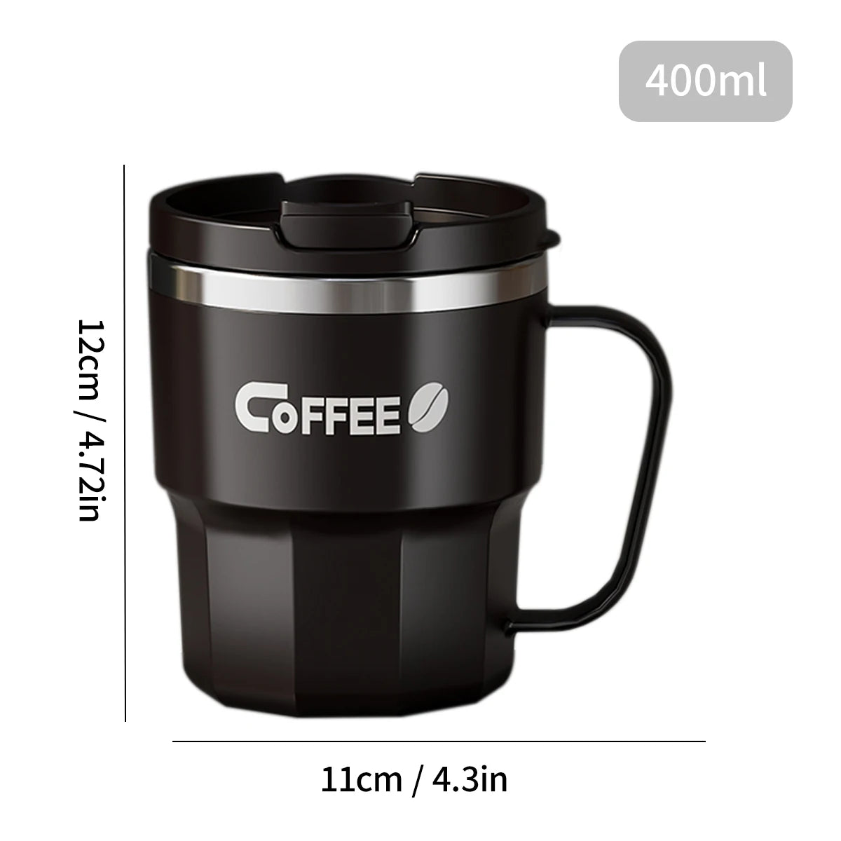 Coffee-Tea-Milk Mug With Lid & Handle