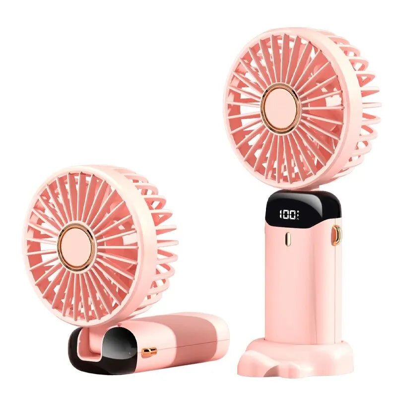 USB Rechargeable Handheld Mini Fan - Foldable Portable Neck Hanging Fans