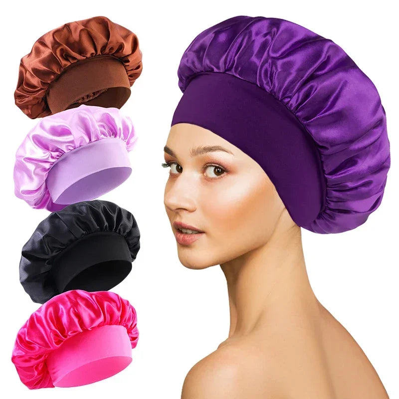 1pcs Soft Silk Satin Lined Bonnet Large Satin Hair Household Bonnet