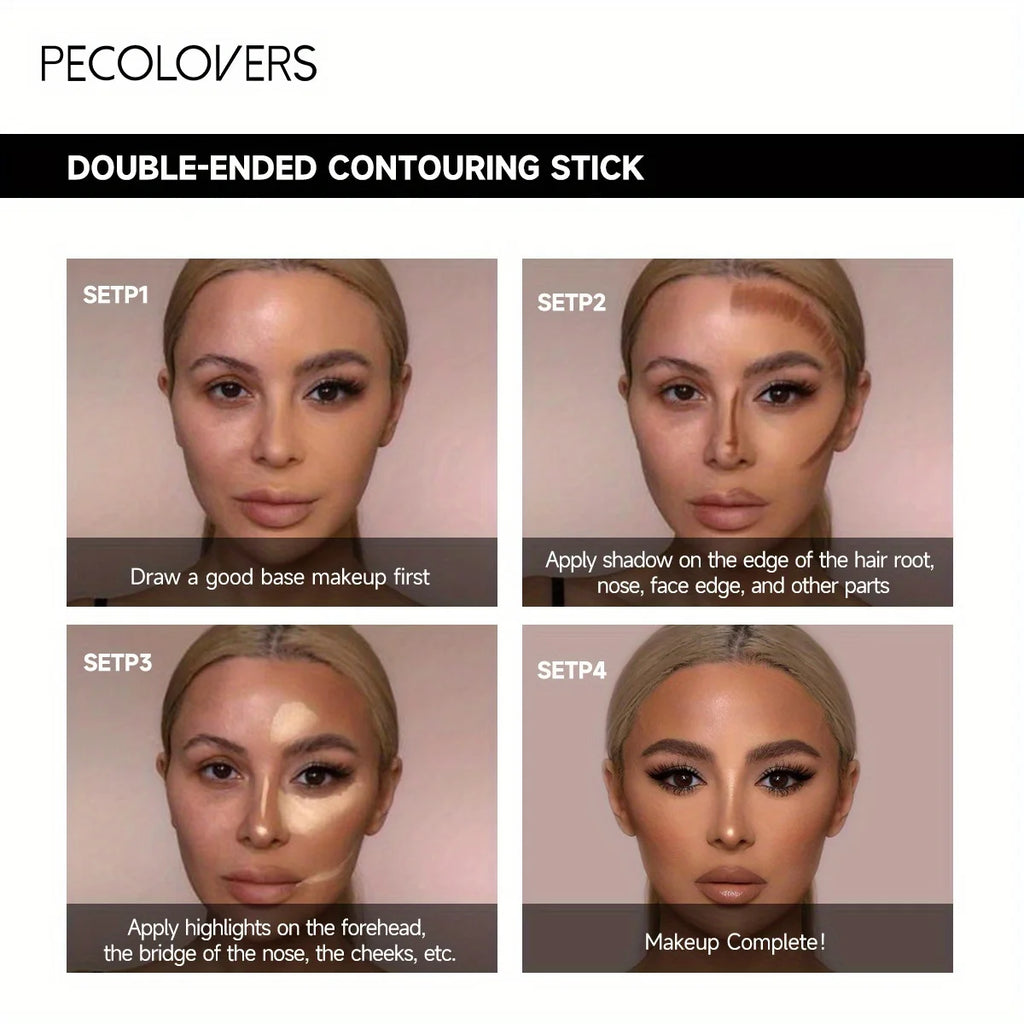 Contouring Stick with Double-headed Concealer Highlighter for Nose Bridge Shadow V Face