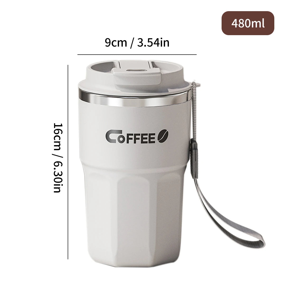 Coffee-Tea-Milk Mug With Lid & Handle