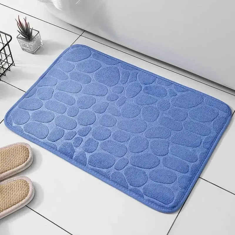 1pc Embossed Fiber Carpet, Bathroom Living Room Anti Slip Mat