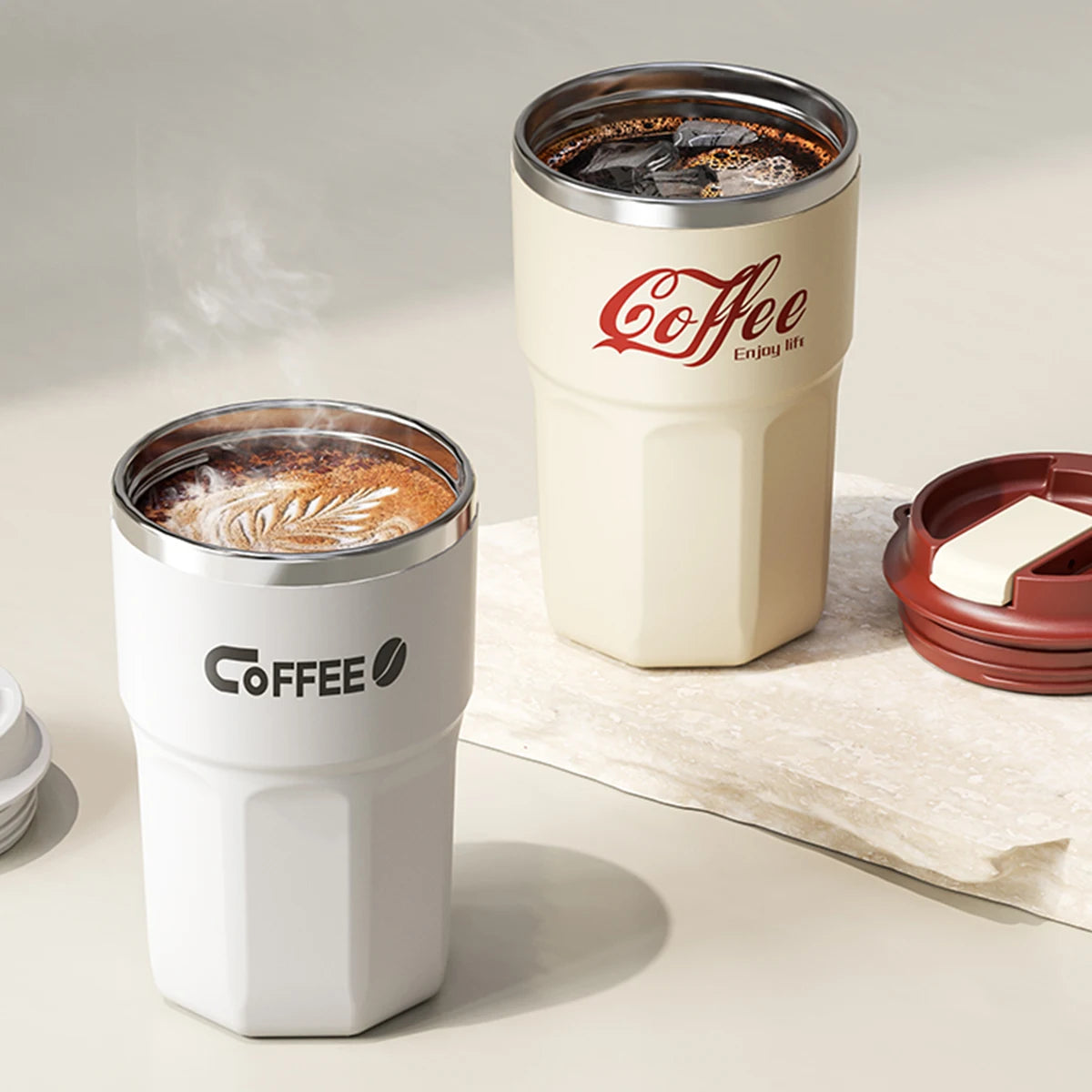 Coffee-Tea-Milk Mug With Lid & Handle
