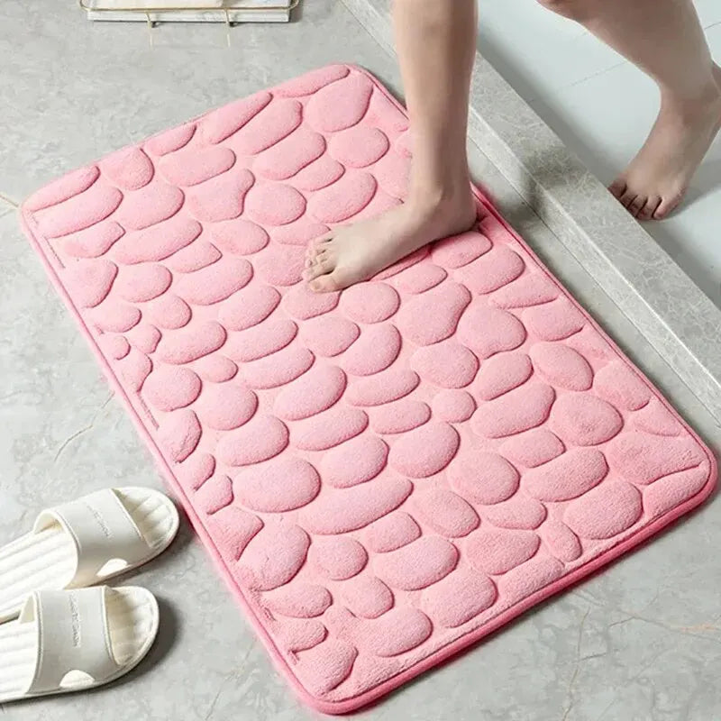 1pc Embossed Fiber Carpet, Bathroom Living Room Anti Slip Mat