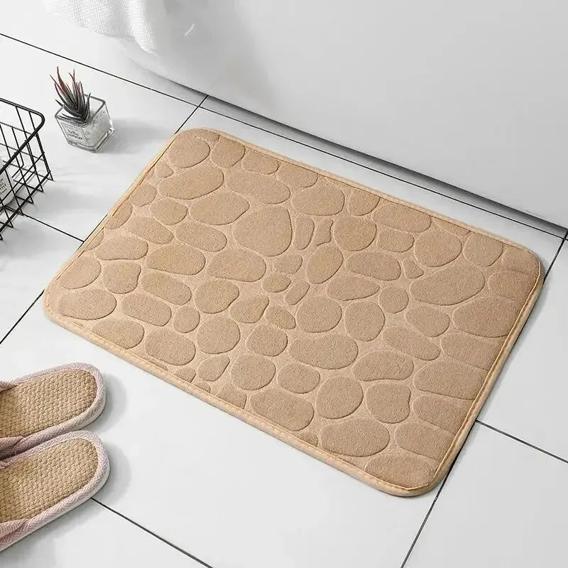 1pc Embossed Fiber Carpet, Bathroom Living Room Anti Slip Mat