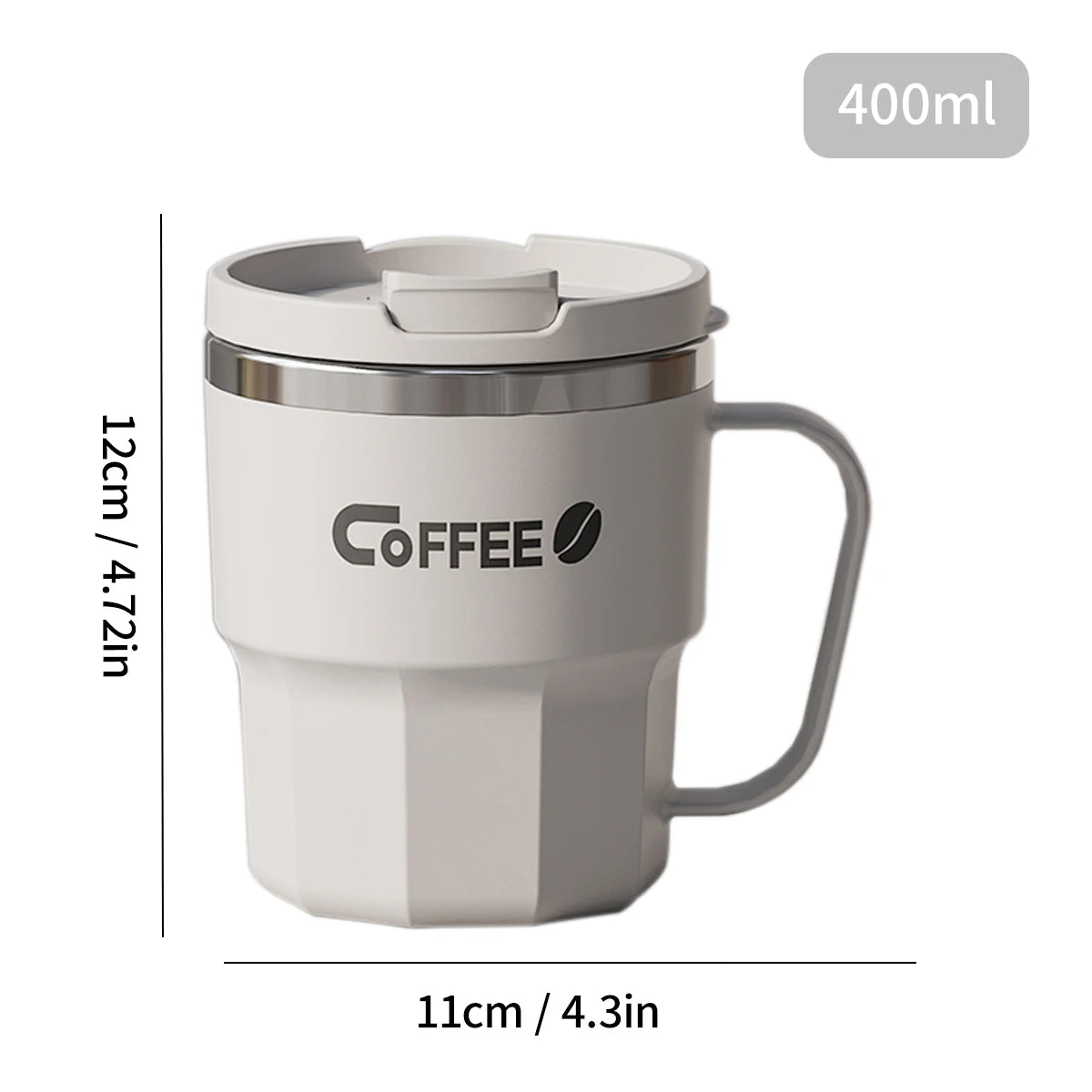 Coffee-Tea-Milk Mug With Lid & Handle