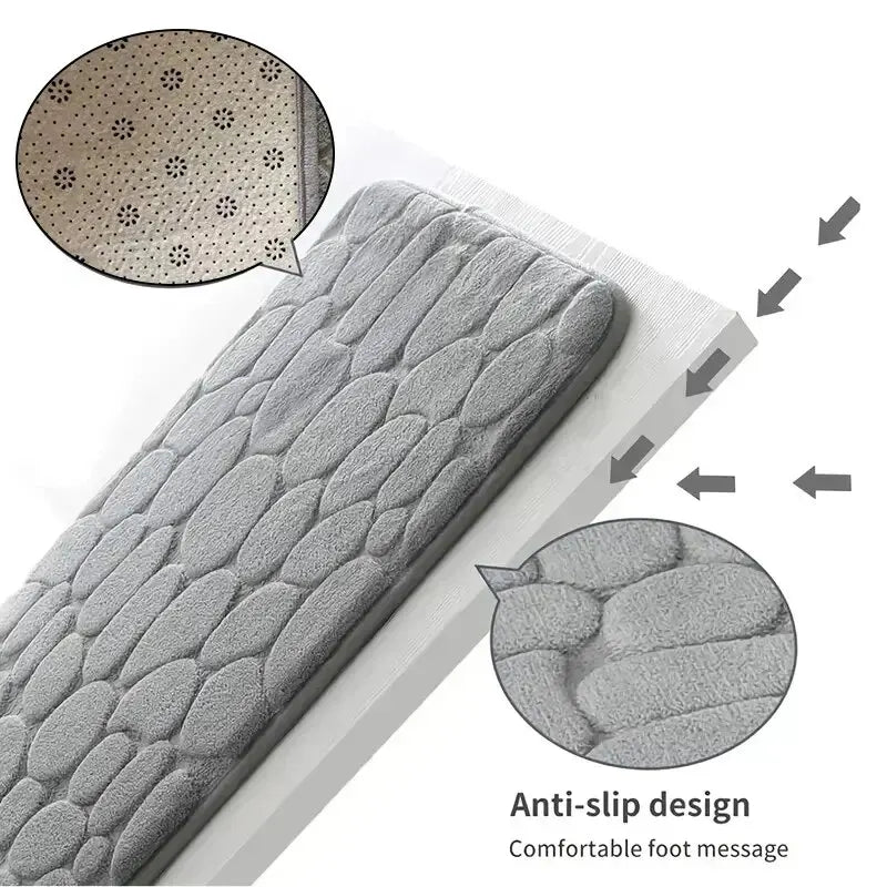 1pc Embossed Fiber Carpet, Bathroom Living Room Anti Slip Mat