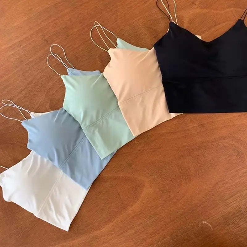 1pc Women Sexy Silk Tube Seamless Sports Tank Top Padded Bra Bralette Vest