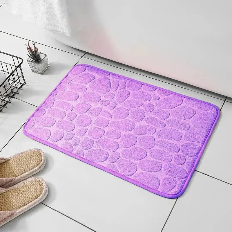 1pc Embossed Fiber Carpet, Bathroom Living Room Anti Slip Mat