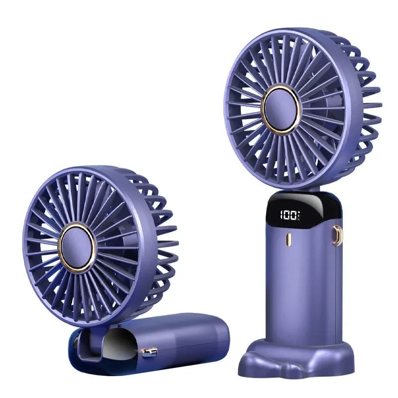 USB Rechargeable Handheld Mini Fan - Foldable Portable Neck Hanging Fans