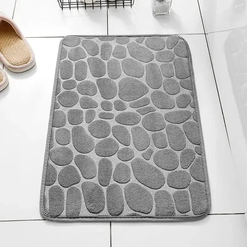 1pc Embossed Fiber Carpet, Bathroom Living Room Anti Slip Mat