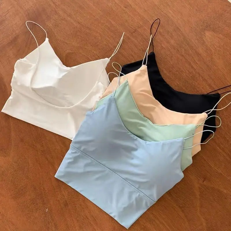 1pc Women Sexy Silk Tube Seamless Sports Tank Top Padded Bra Bralette Vest