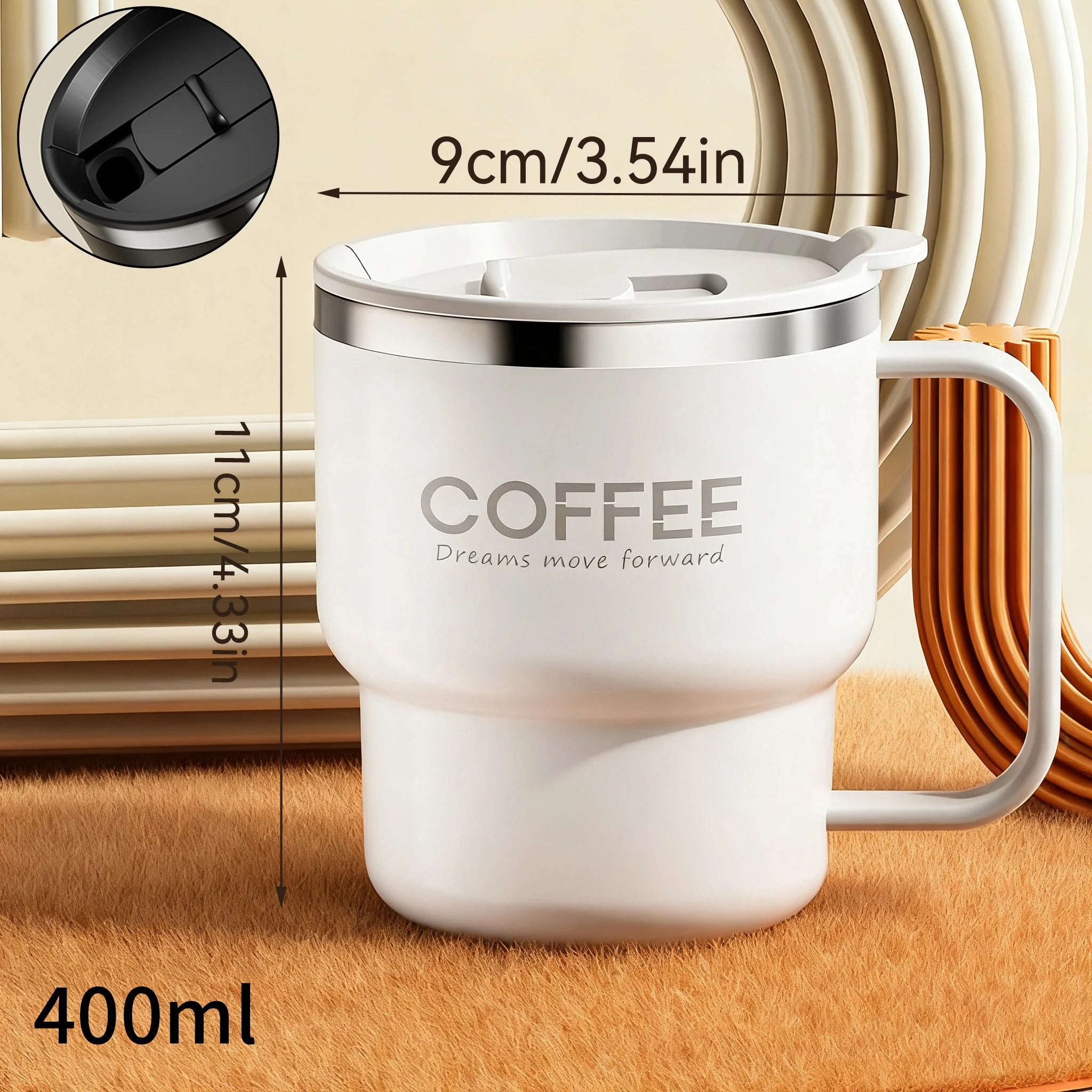 Coffee-Tea-Milk Mug With Lid & Handle