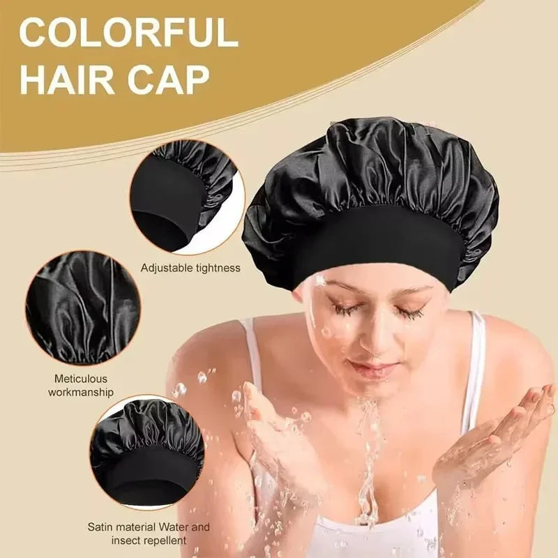 1pcs Soft Silk Satin Lined Bonnet Large Satin Hair Household Bonnet