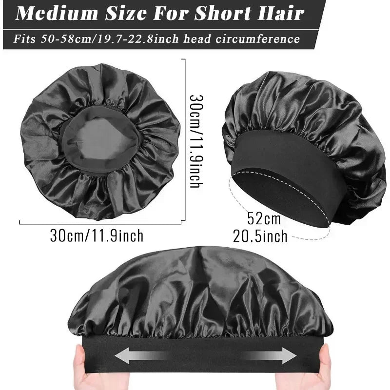 1pcs Soft Silk Satin Lined Bonnet Large Satin Hair Household Bonnet