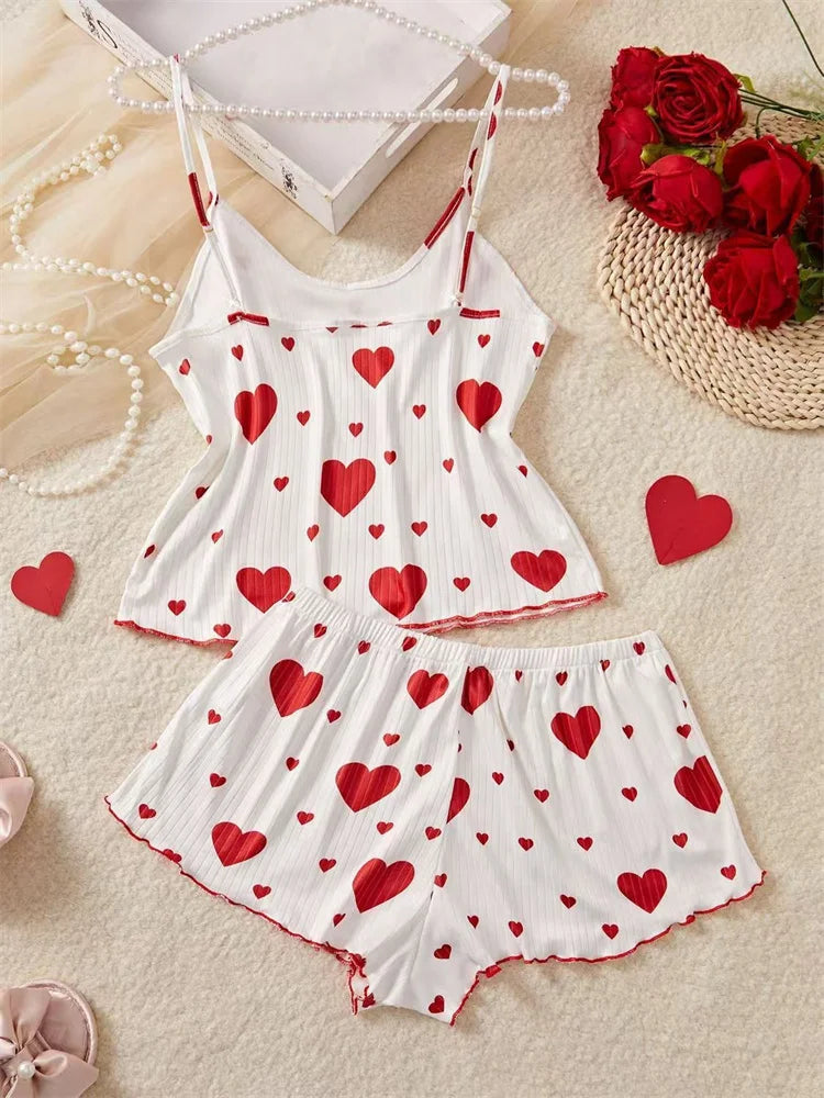 Women's Pajamas Set Straps Sleepwear Vest + Shorts